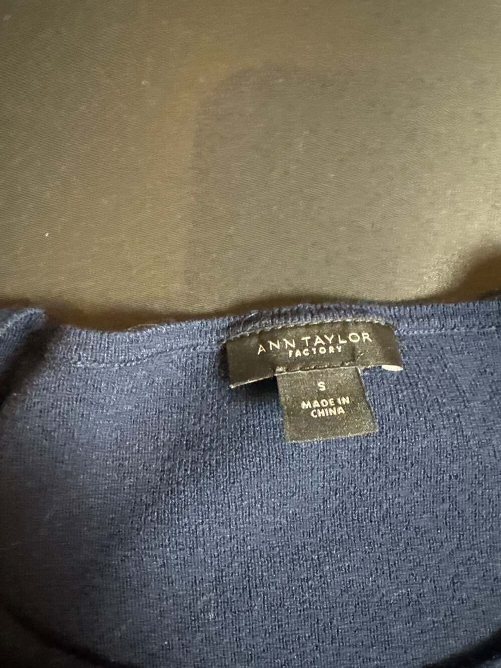 Ann Taylor Navy Blue Ruffle Flutter Sleeve Knit Top Size S - Picture 6 of 6